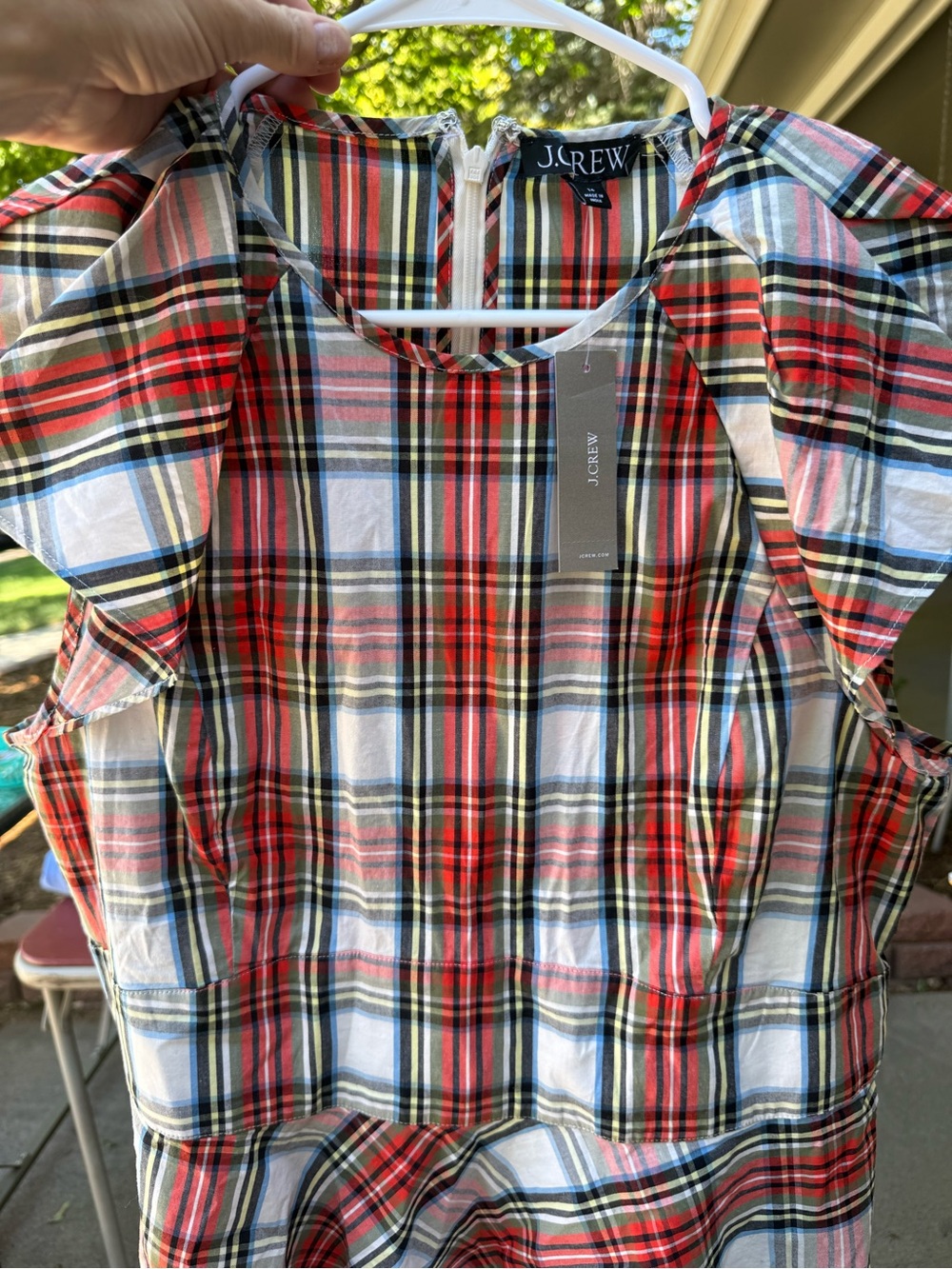 J.CREW Red/ Orange Plaid Sleeveless Top